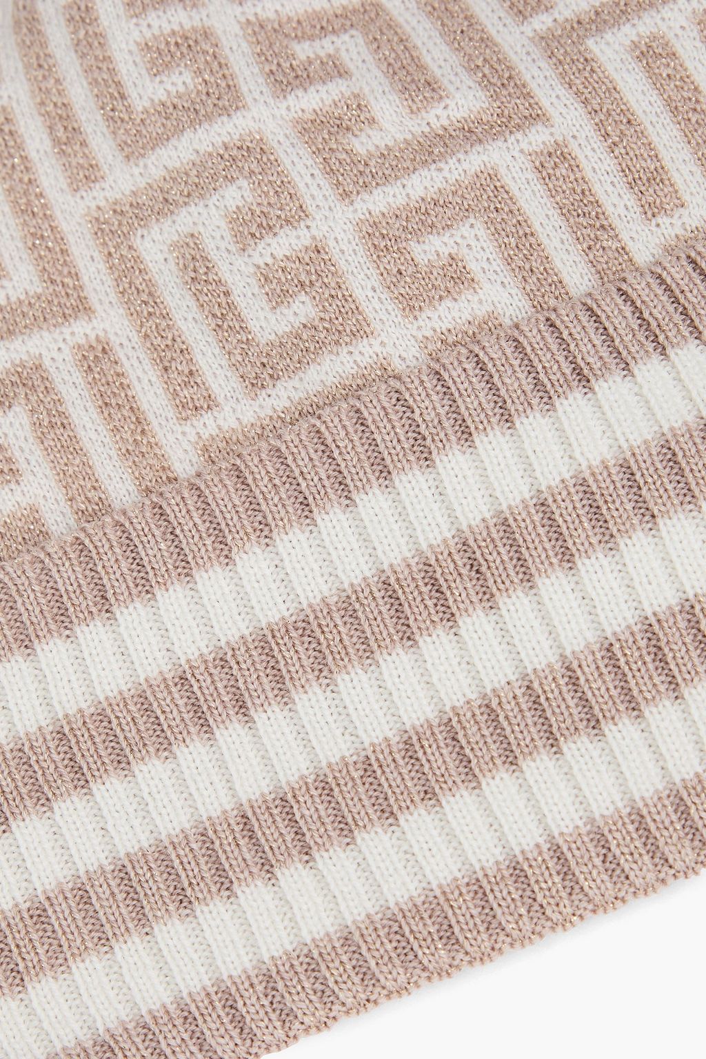 BALMAIN Beanie aus Jacquard-Strick aus einer Wollmischung mit Metallic-Effekt