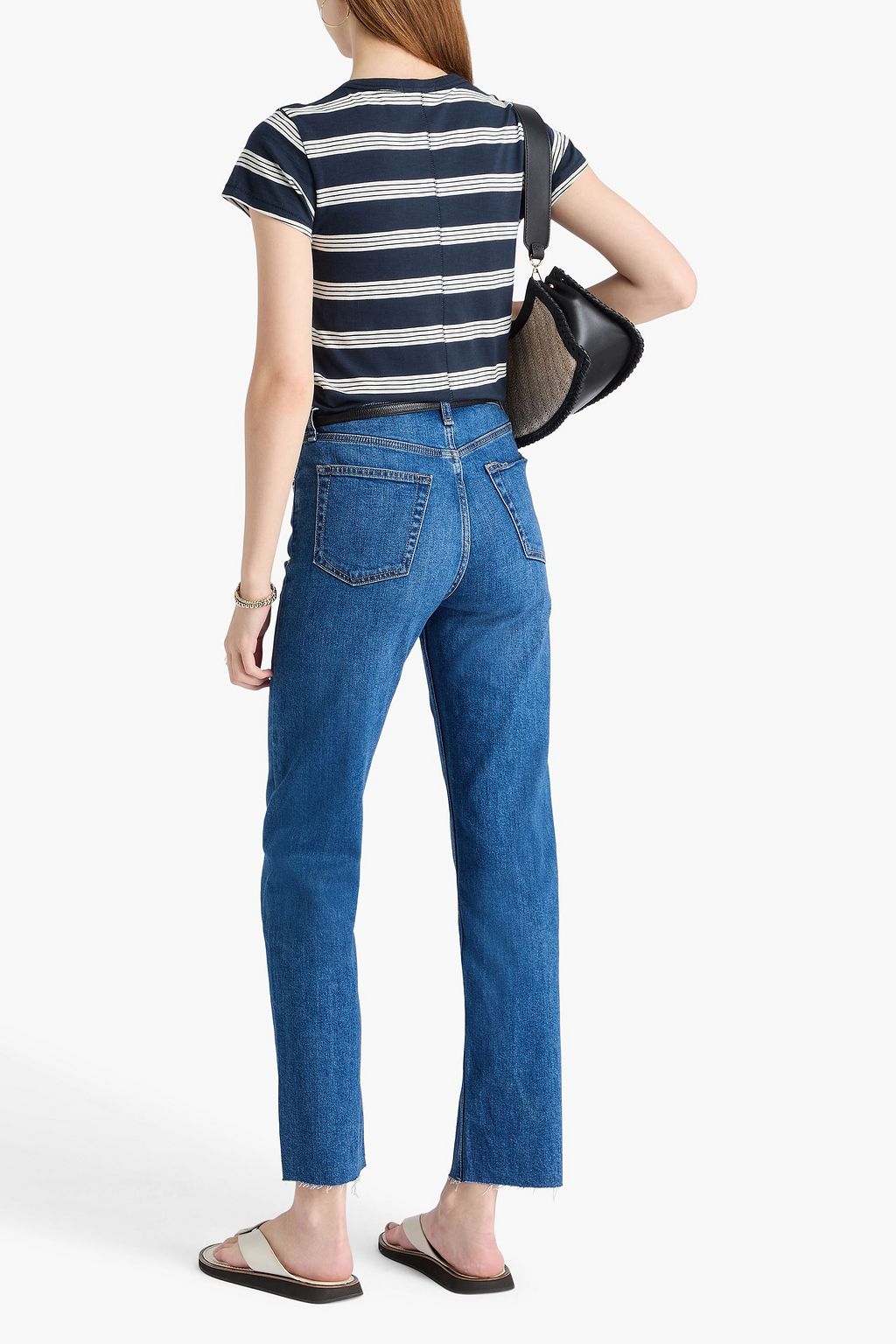 RAG & BONE بنطلون جينز هارلو بأرجل مستقيمة وخصر متوسط الارتفاع