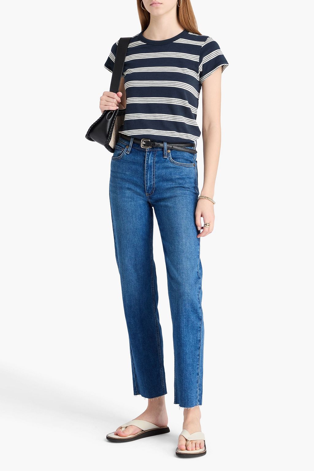 RAG & BONE بنطلون جينز هارلو بأرجل مستقيمة وخصر متوسط الارتفاع