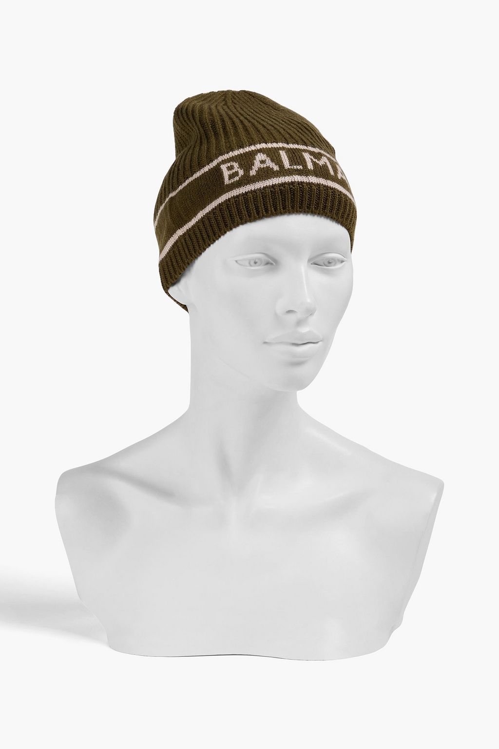 BALMAIN Jacquard-knit merino wool and cashmere-blend beanie