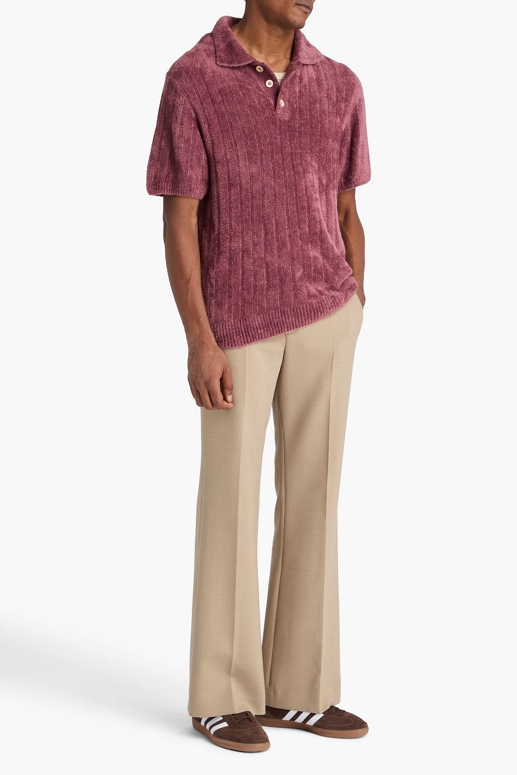 THE ELDER STATESMAN Ribbed chenille polo shirt