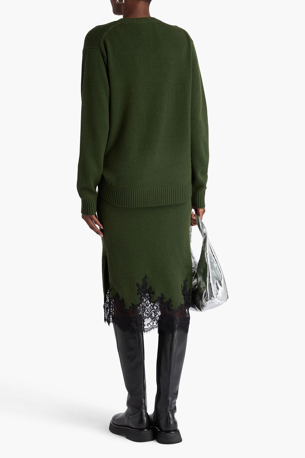 3.1 PHILLIP LIM Layered lace-trimmed knitted midi dress