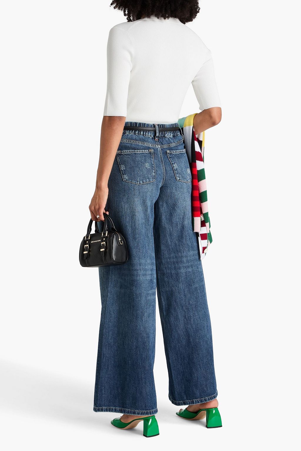 ALICE + OLIVIA JEANS Darby faded high-rise wide-leg jeans