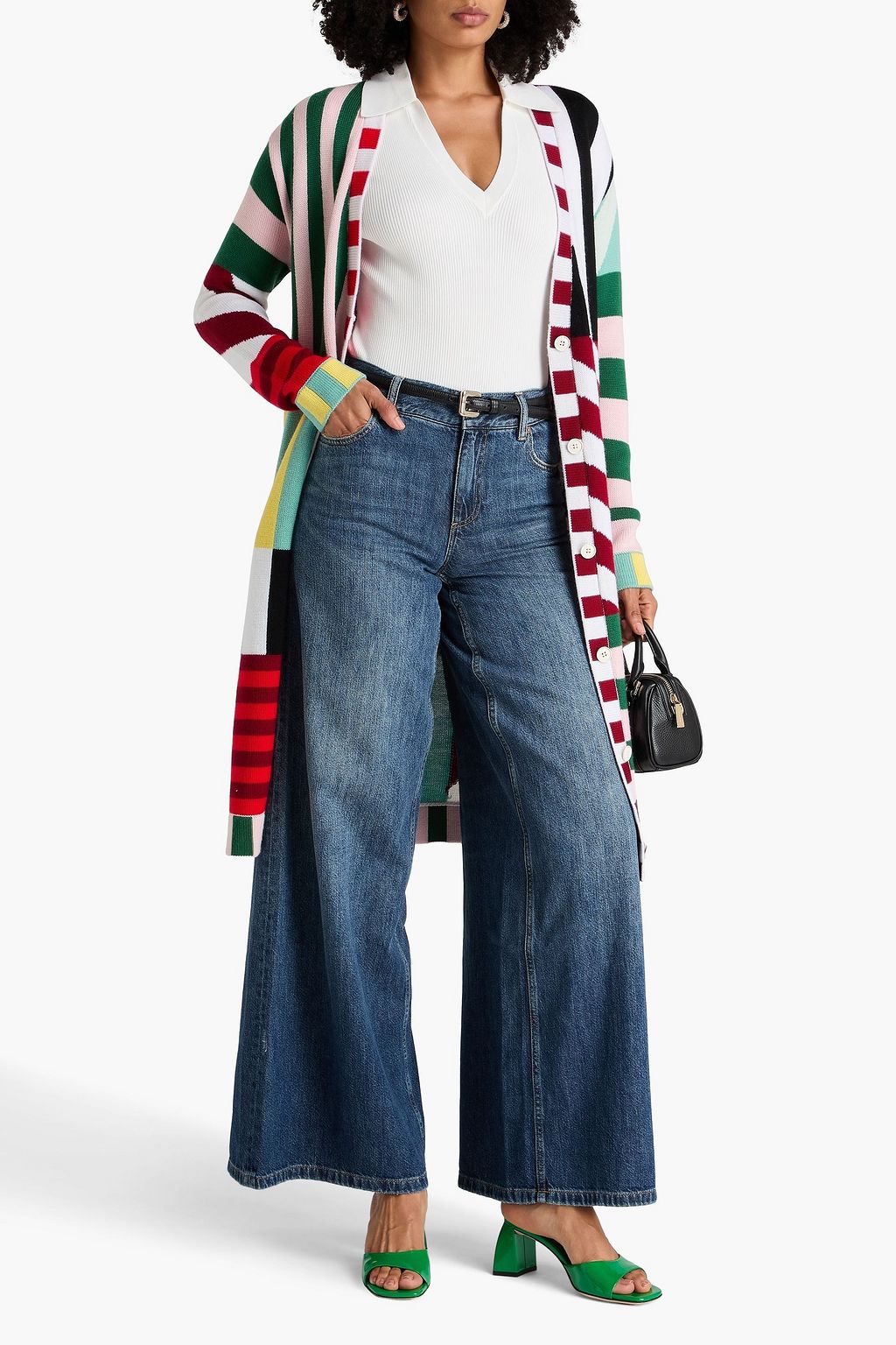 ALICE + OLIVIA JEANS Darby faded high-rise wide-leg jeans