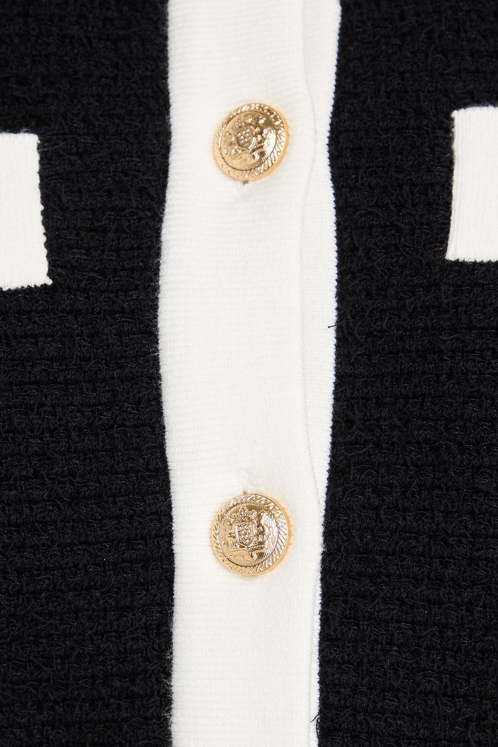 ALICE + OLIVIA Claira cropped two-tone textured-knit cardigan