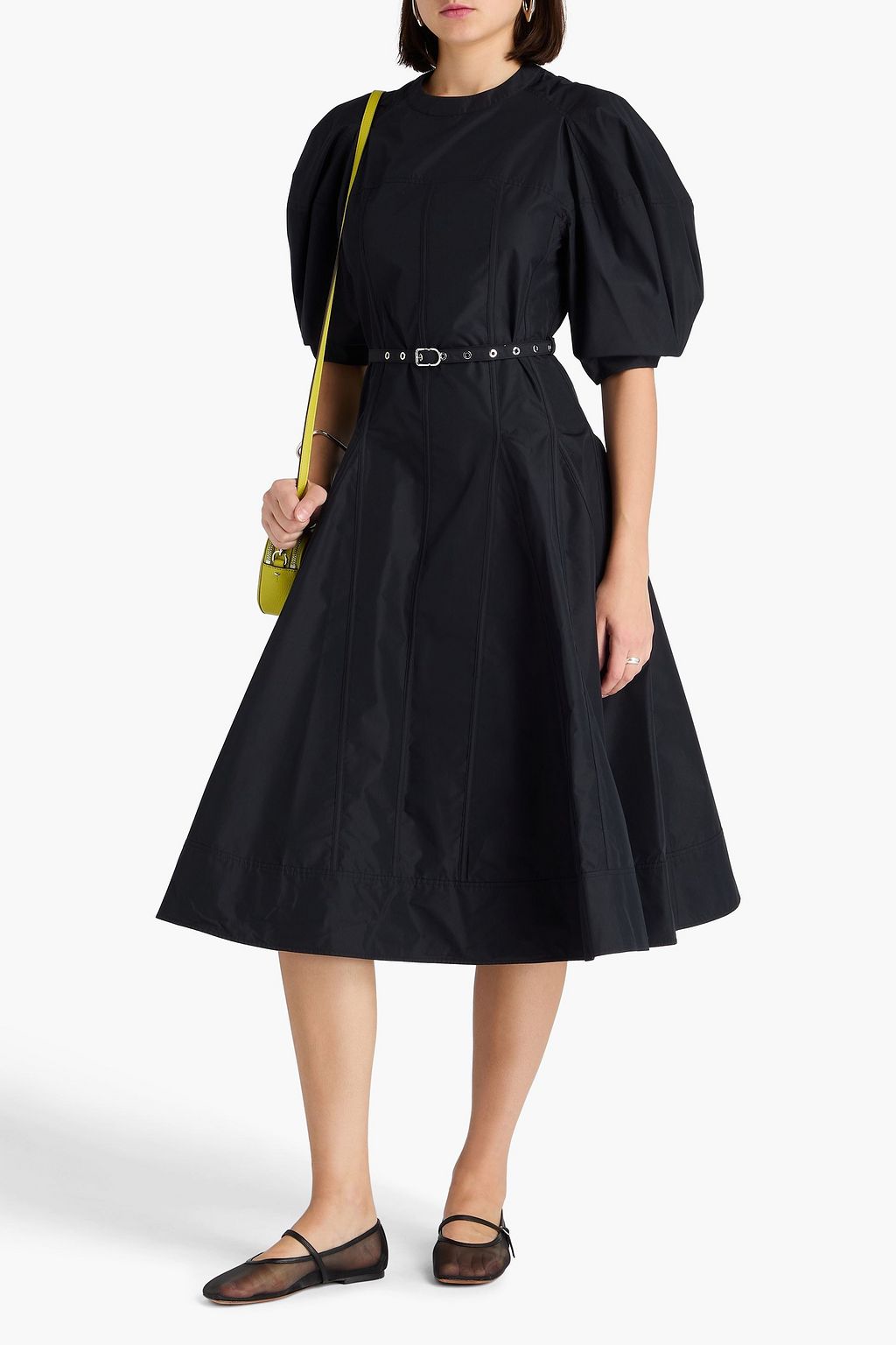 3.1 PHILLIP LIM فستان متوسط الطول من البوبلين ومزيج من القطن وبحزام