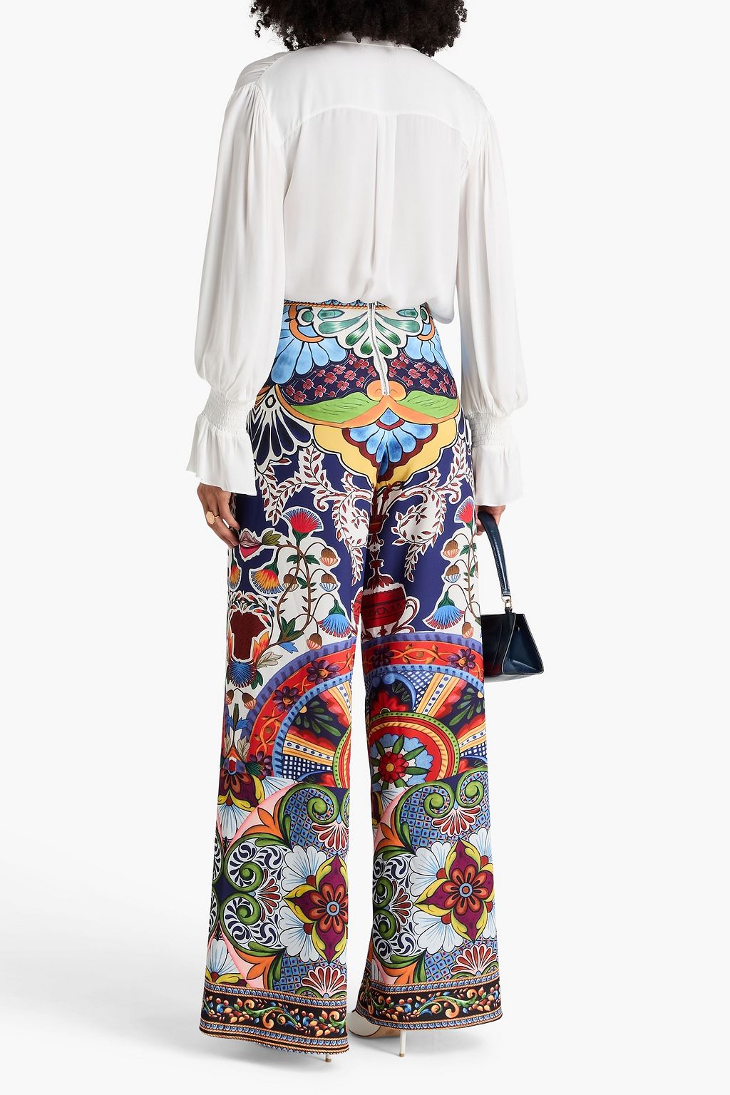 ALICE + OLIVIA Gathered crepe de chine blouse