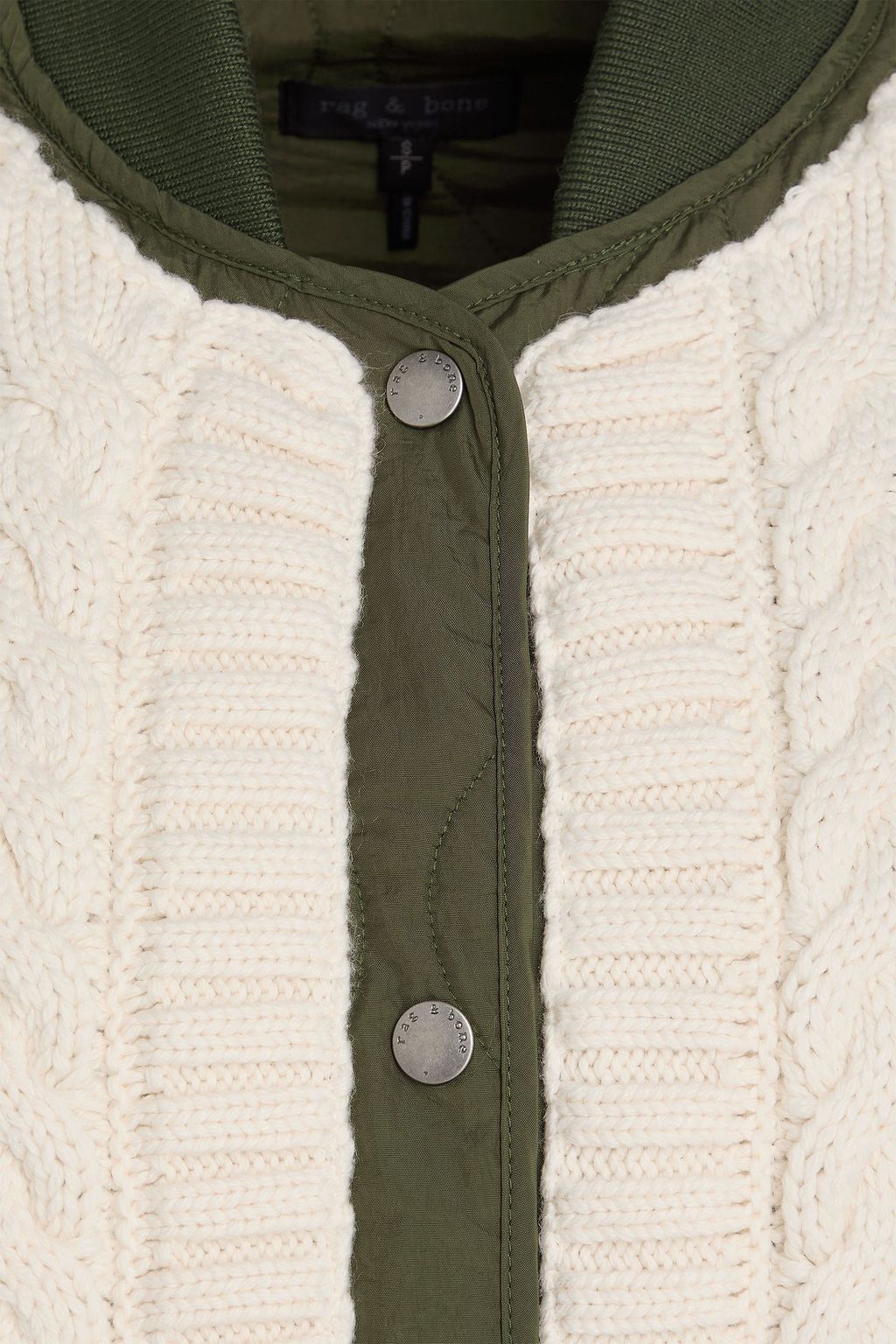 RAG & BONE Winnie Jacke aus einer Baumwollmischung mit Zopfstrickmuster und Shell-Einsätzen