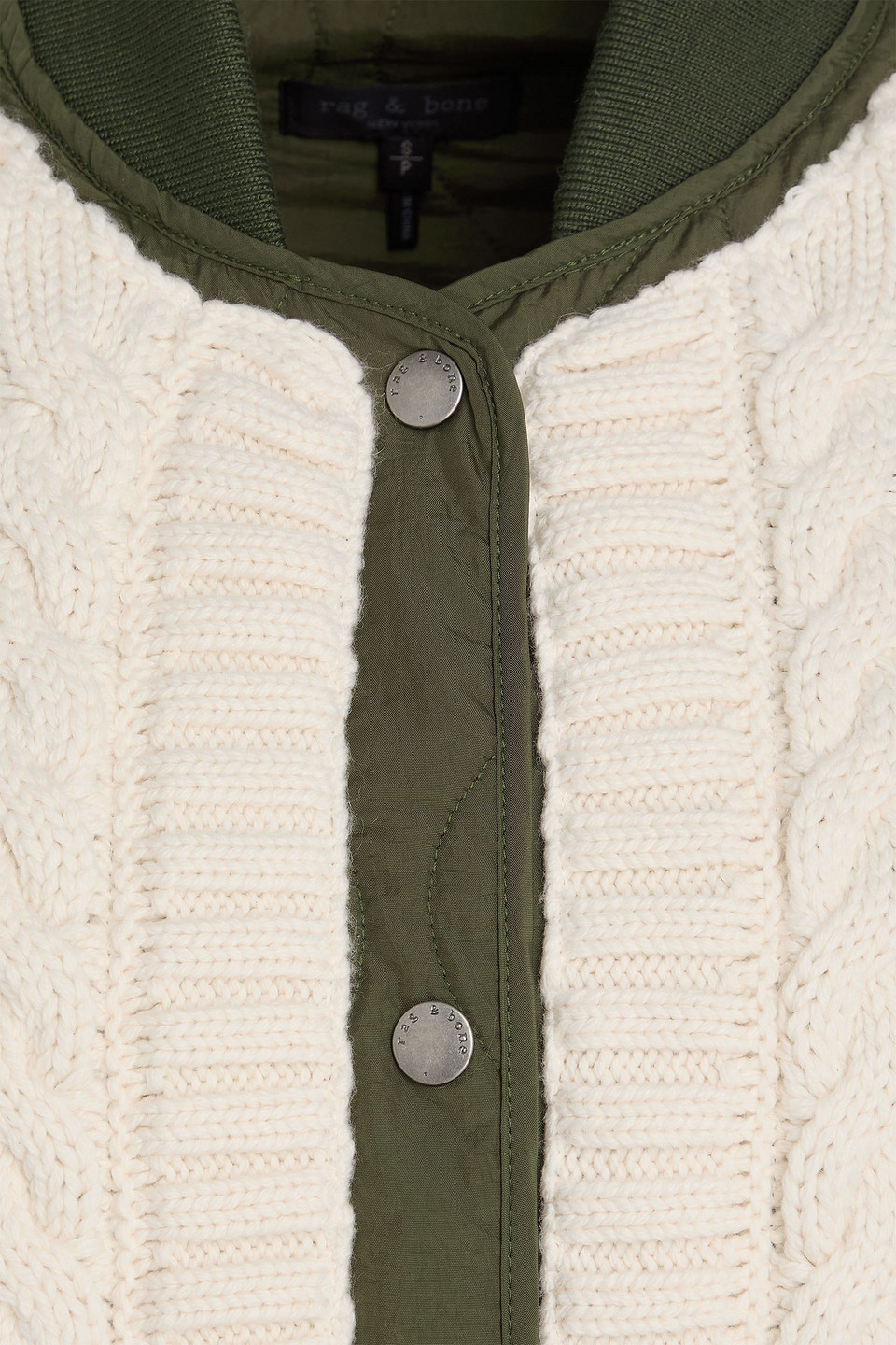 Rag & Bone Winnie Shell-paneled Cable-knit Cotton-blend Jacket In White