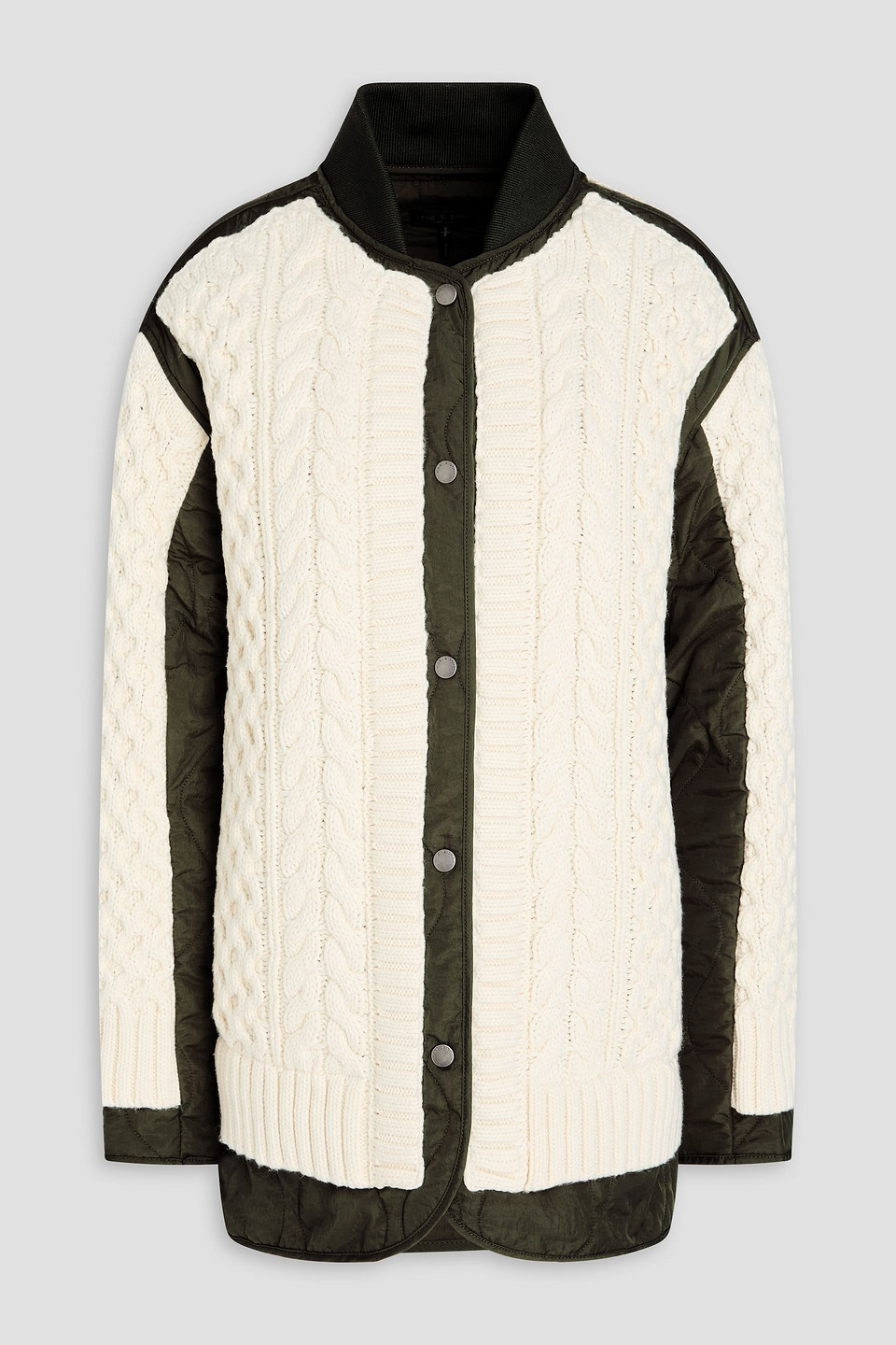 Rag & Bone Winnie Shell-paneled Cable-knit Cotton-blend Jacket In White