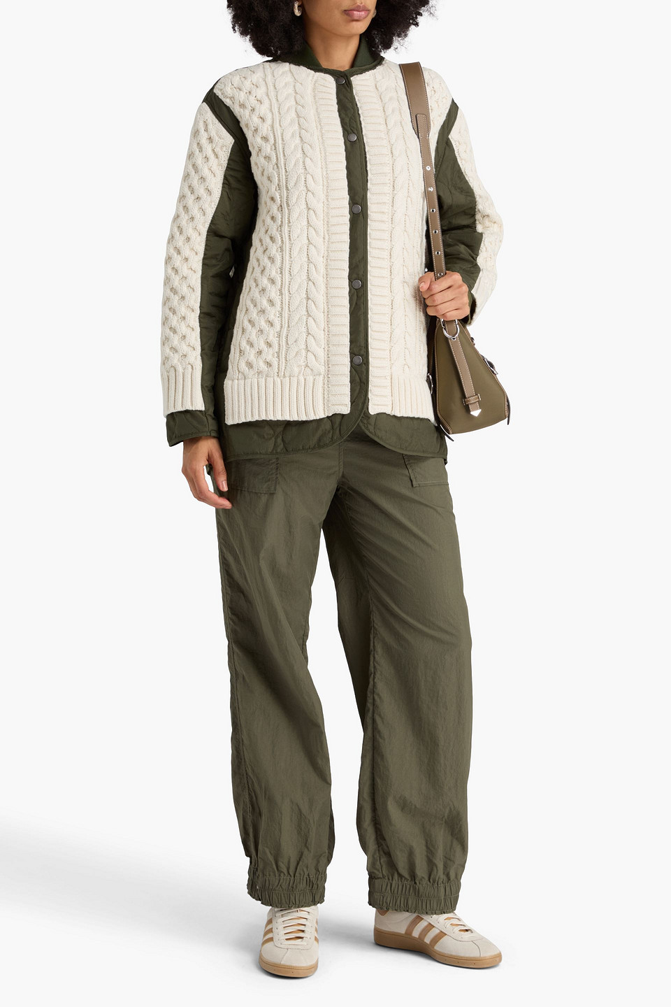Rag & Bone Winnie Shell-paneled Cable-knit Cotton-blend Jacket In White