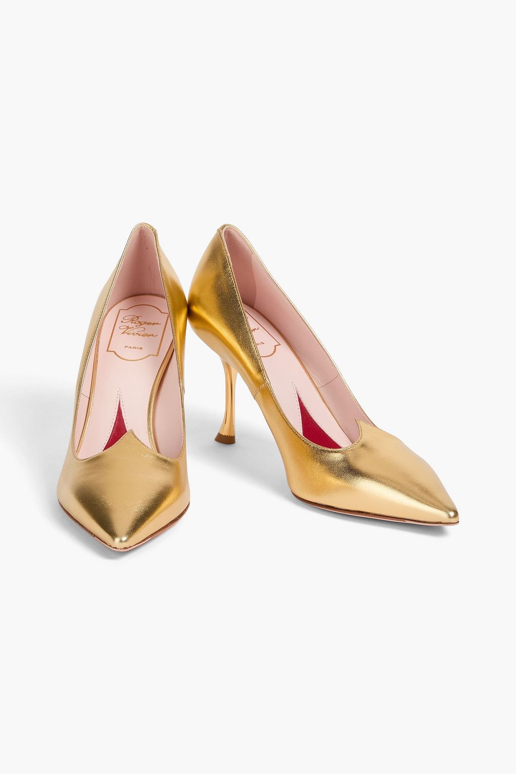 ROGER VIVIER 아이 러브 비비에 메탈릭 가죽 펌프스