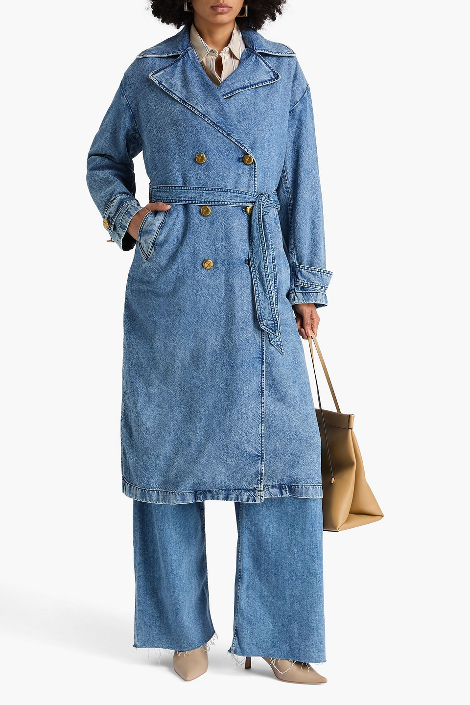 Rag & Bone Alora Denim Trench Coat In Blue