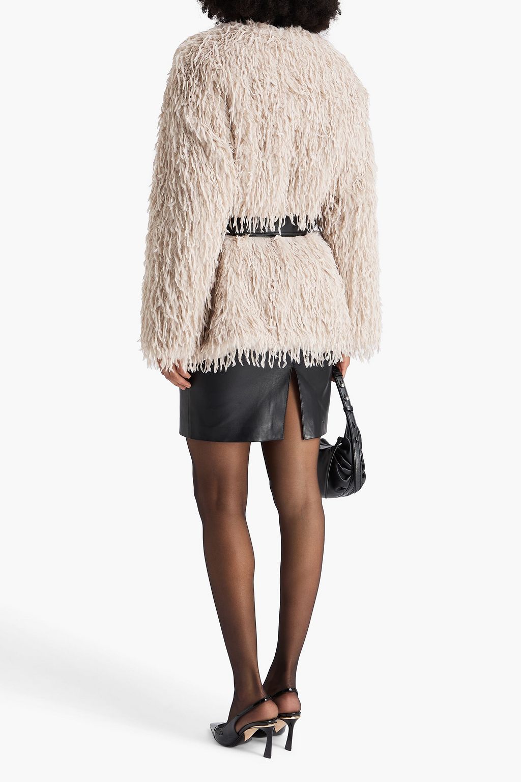 RAG & BONE Delia belted faux feather jacket