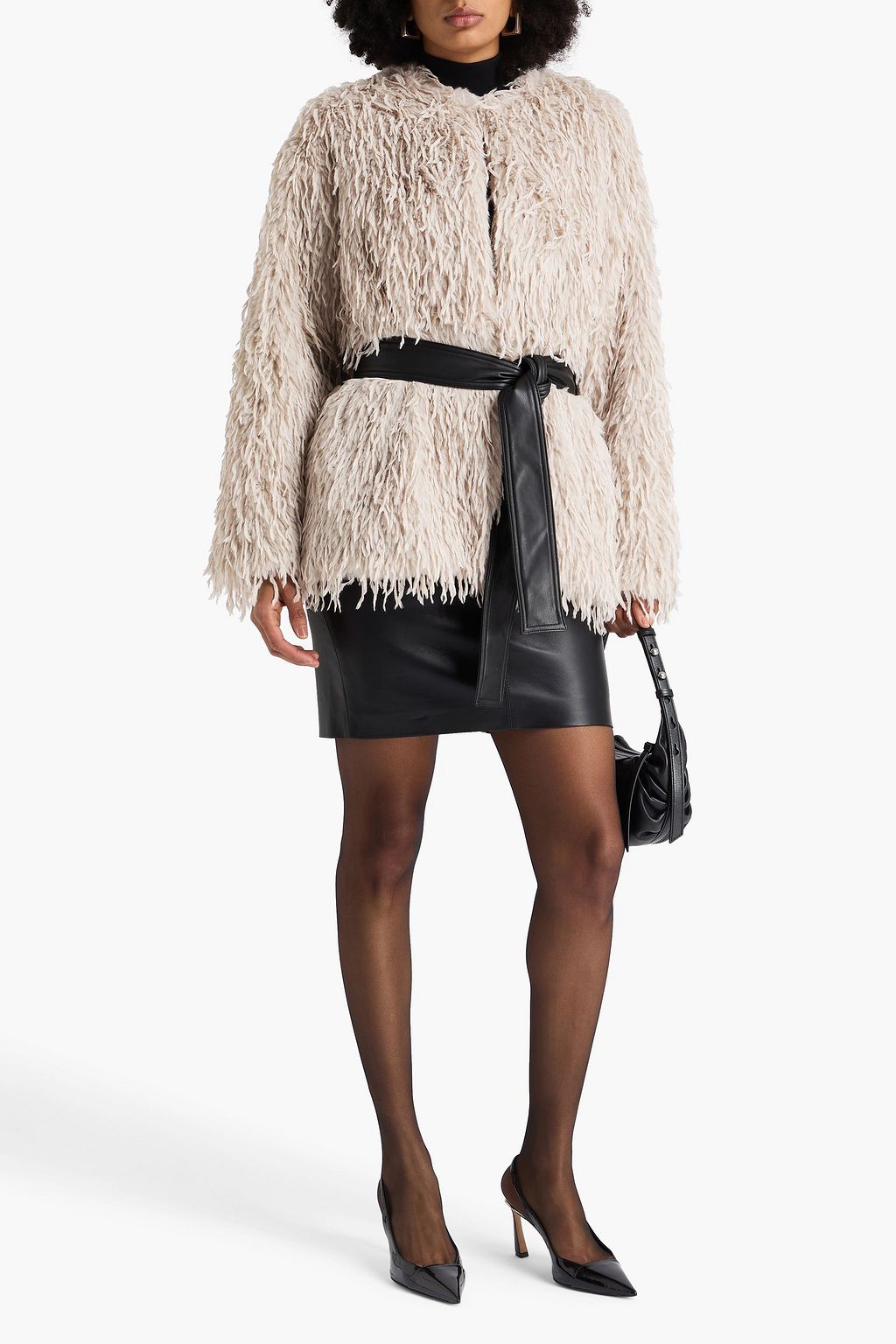 RAG & BONE Delia belted faux feather jacket