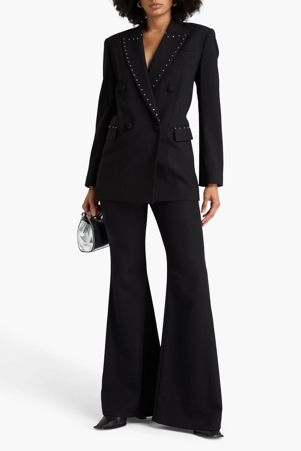 RAG & BONE بليزر إميلي من التويل ومزيج الصوف بصفين من الأزرار مزيّن بدبابيس معدنية