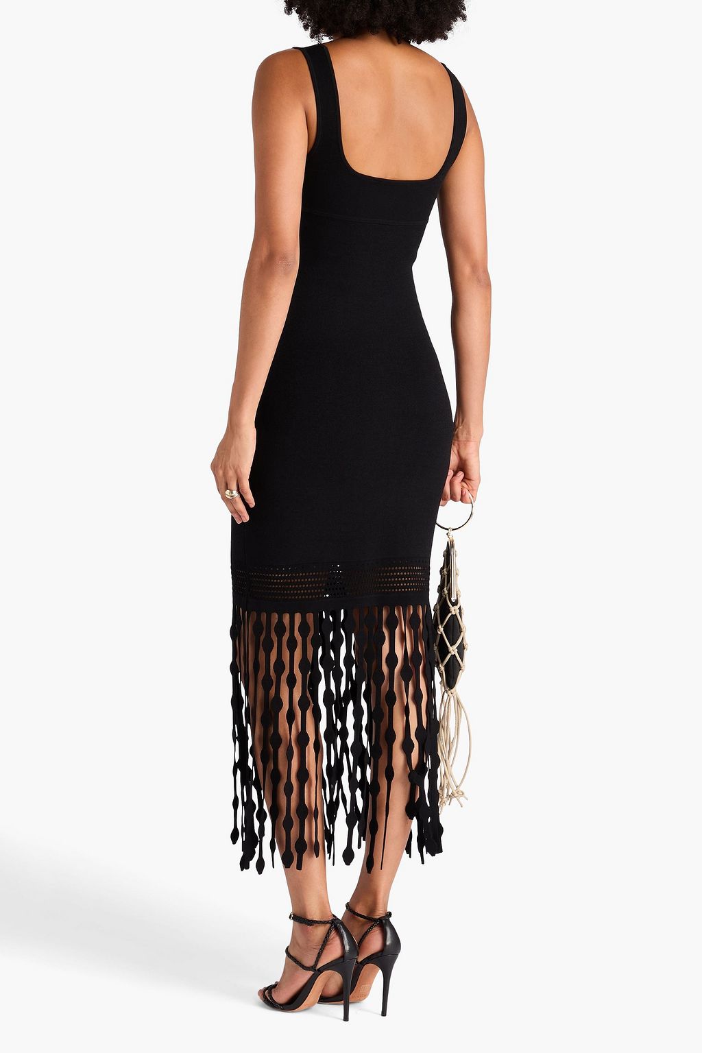 SIMKHAI Signa fringed stretch-knit midi dress