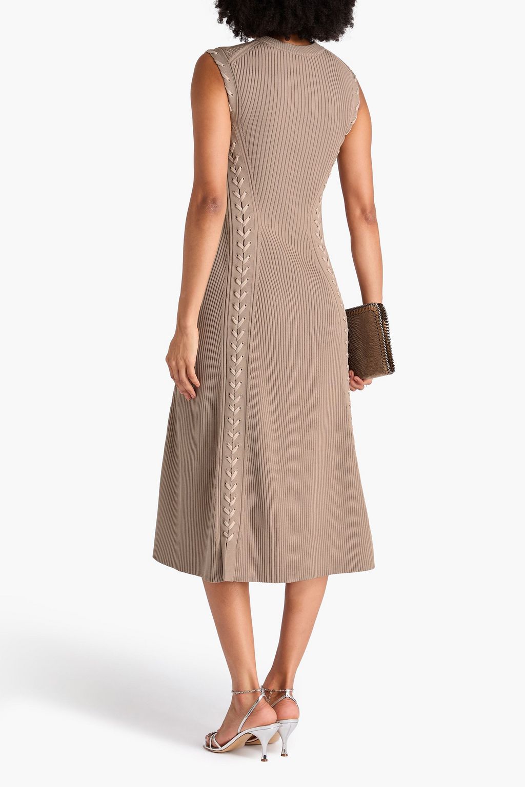 SIMKHAI Lorena lace-up ribbed-knit midi dress