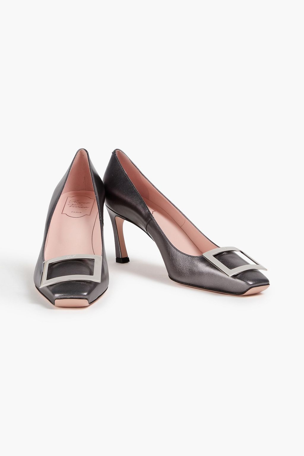 ROGER VIVIER Trompette buckle-embellished metallic leather pumps