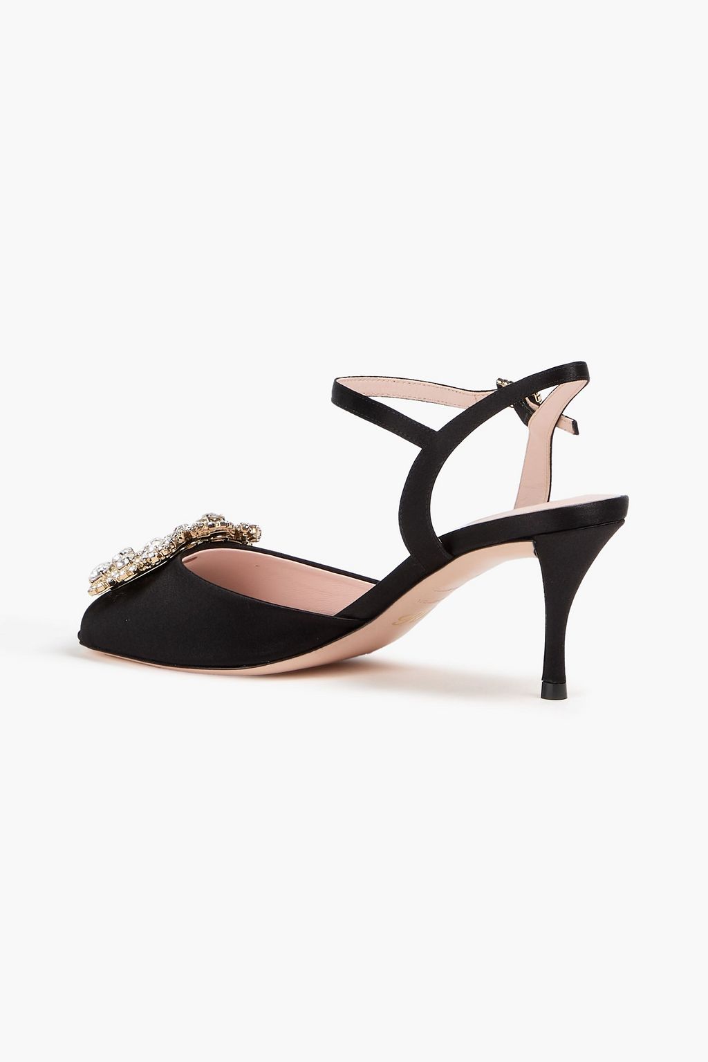 ROGER VIVIER Flower Strass embellished satin sandals