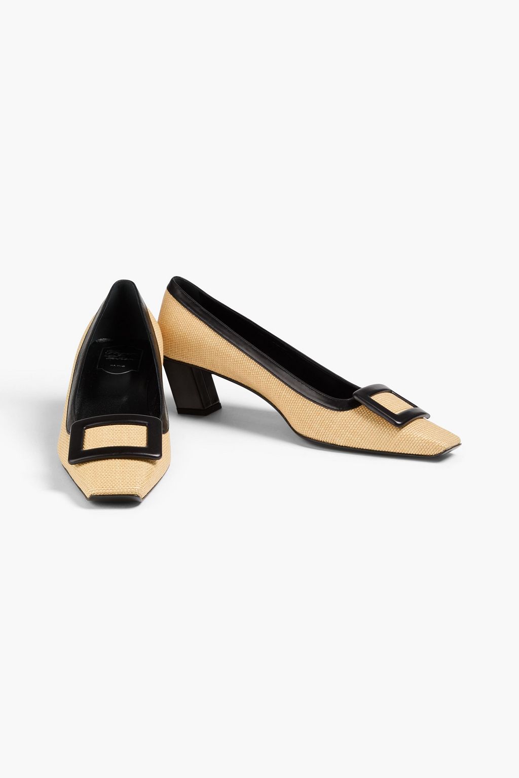 ROGER VIVIER Belle Vivier embellished faux raffia pumps