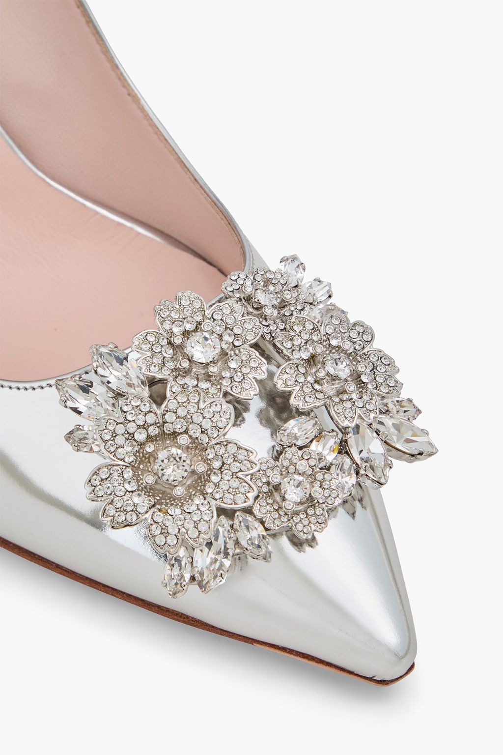 ROGER VIVIER Bouquet Strass crystal-embellished metallic leather pumps