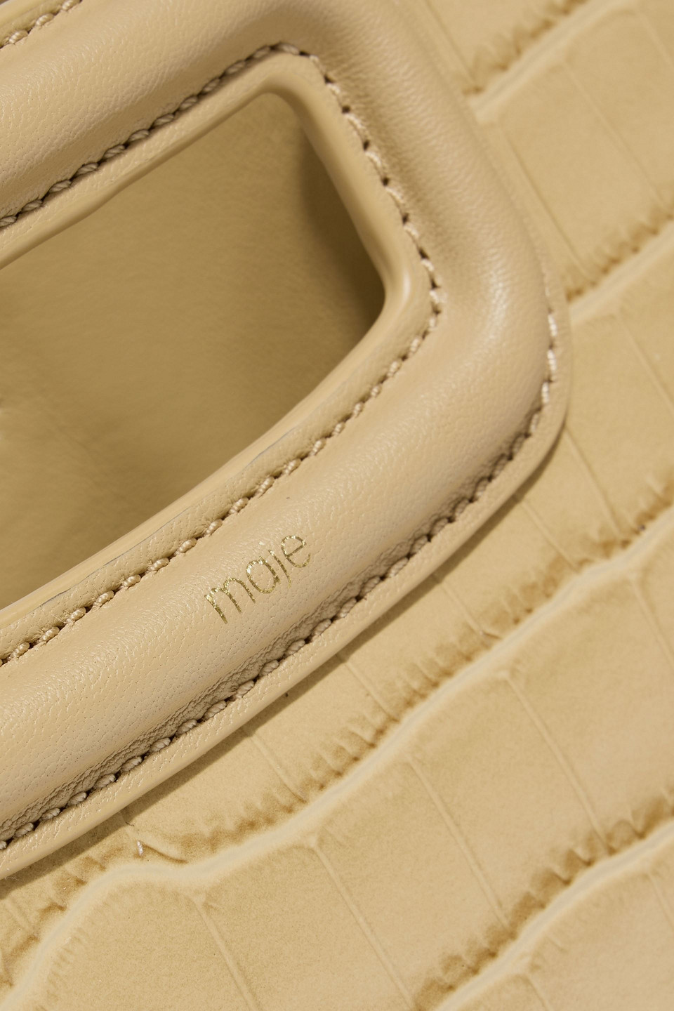 Maje Fringed Croc-effect Leather Cross-body Bag In Sand