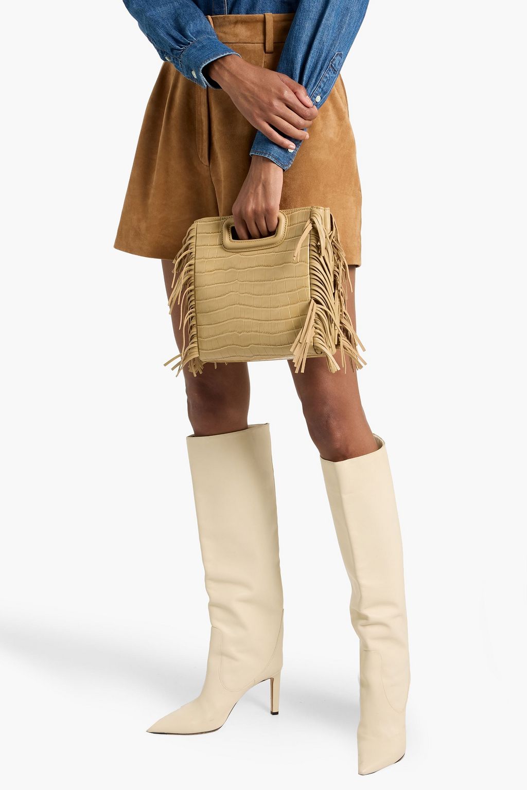 MAJE Fringed croc-effect leather cross-body bag
