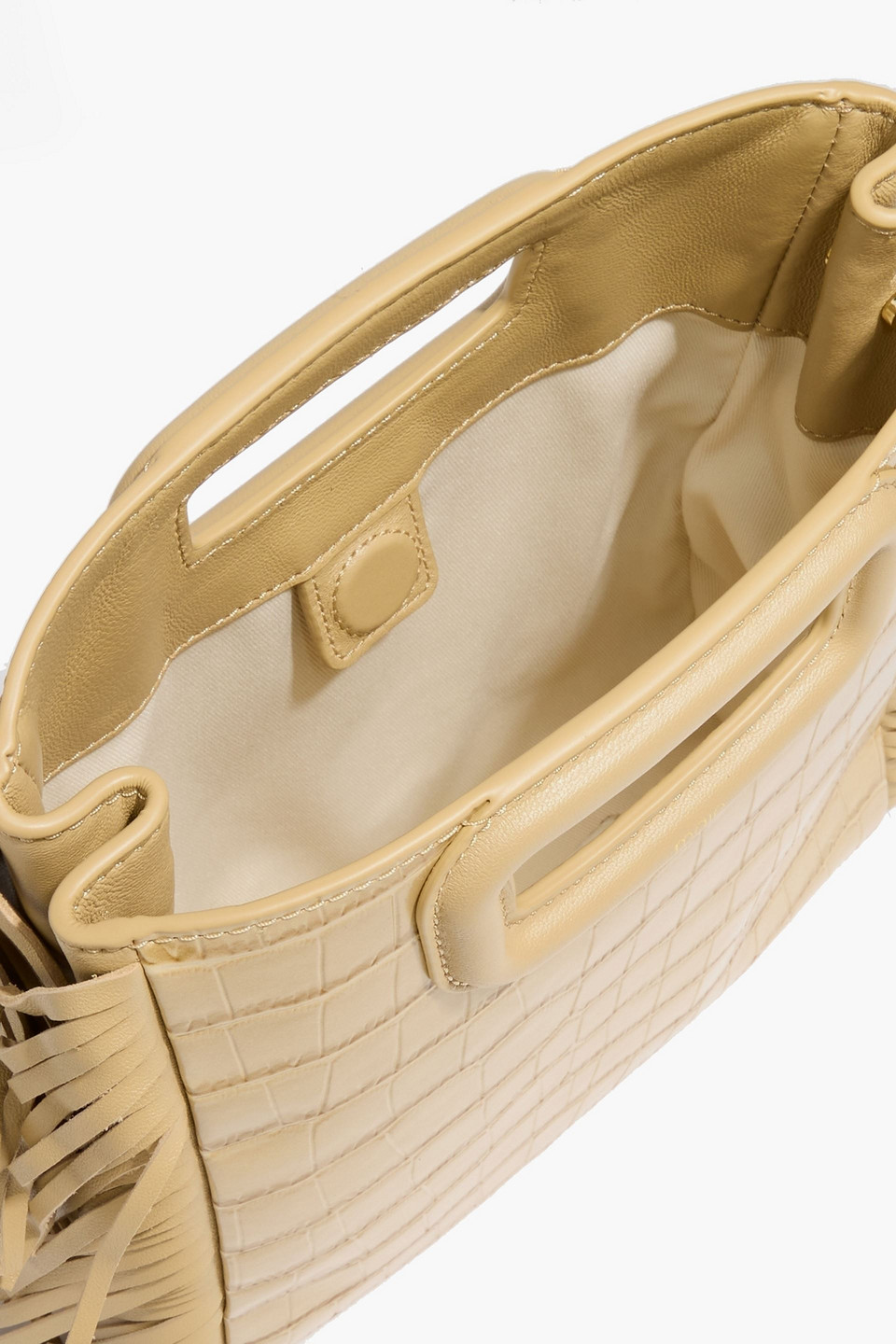 Maje Fringed Croc-effect Leather Cross-body Bag In Sand