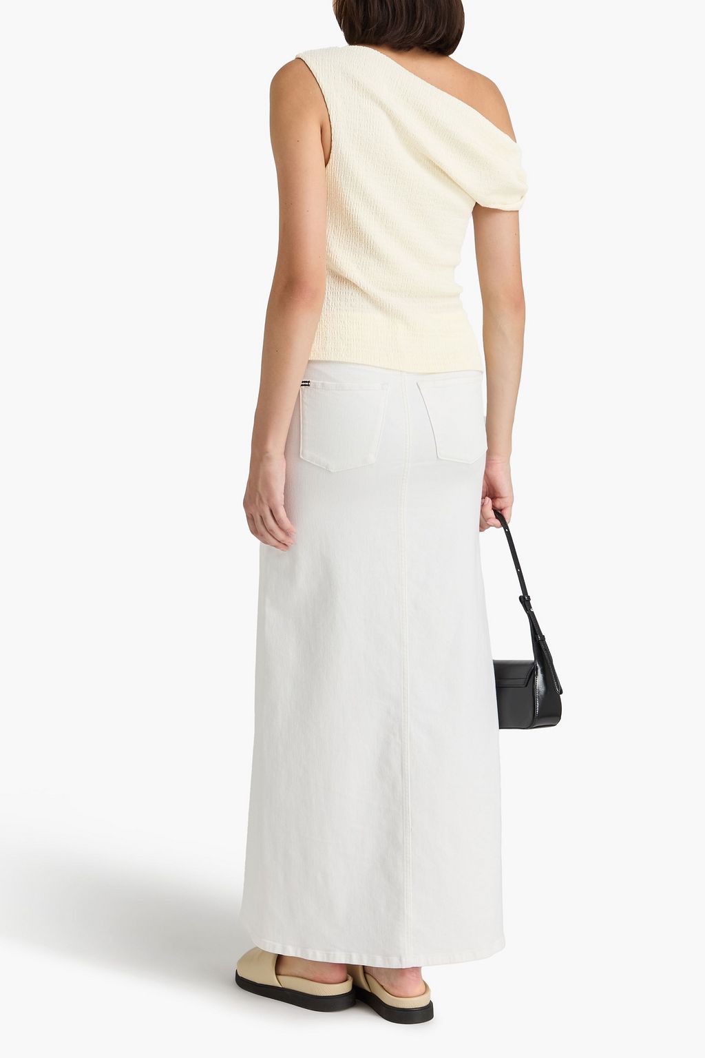 RAG & BONE Lou one-shoulder stretch-seersucker top