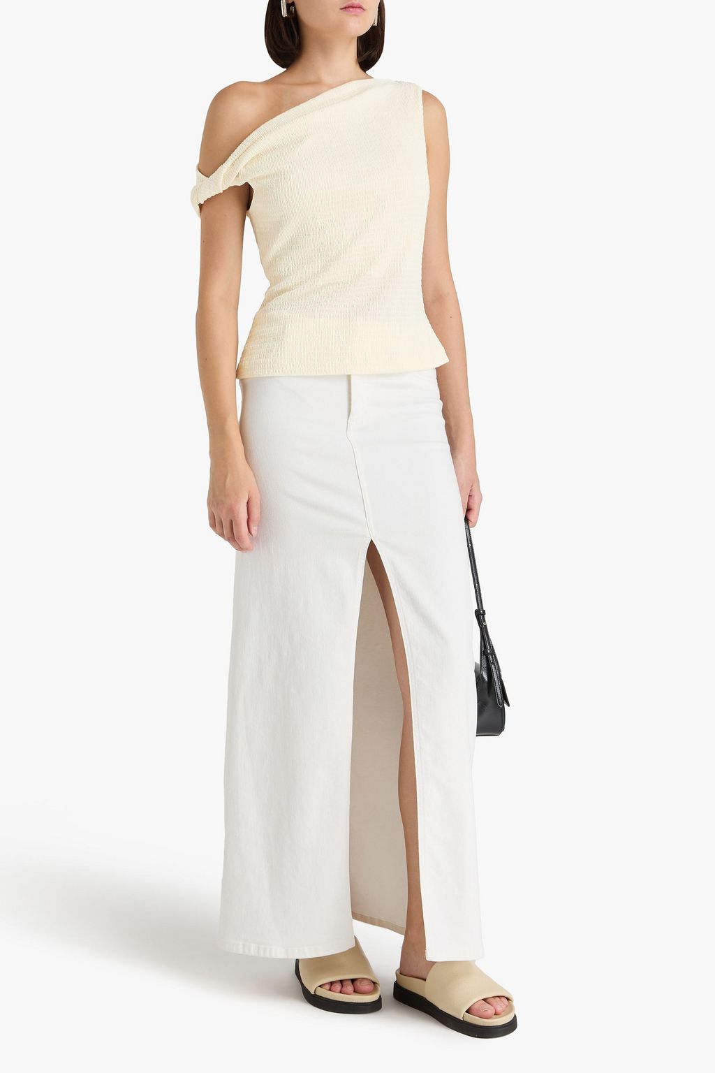 RAG & BONE Lou one-shoulder stretch-seersucker top