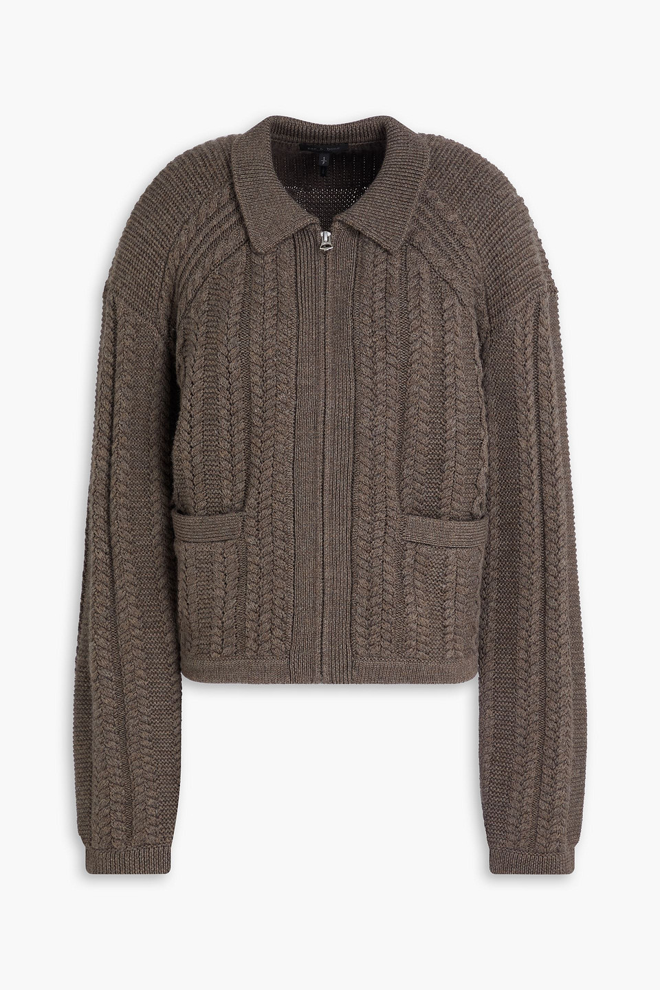 Rag & Bone Kerry Cable-knit Merino Wool Cardigan In Brown