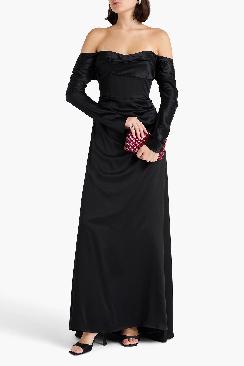 RACHEL GILBERT Lucien off-the-shoulder draped silk-satin gown