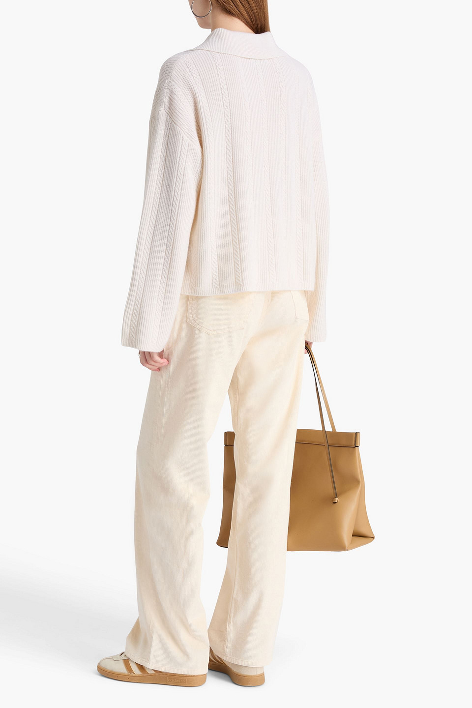  Rag & Bone - Cardigan „muad“ Aus Kaschmir Mit Zopfstrickmuster - Weiß - M 