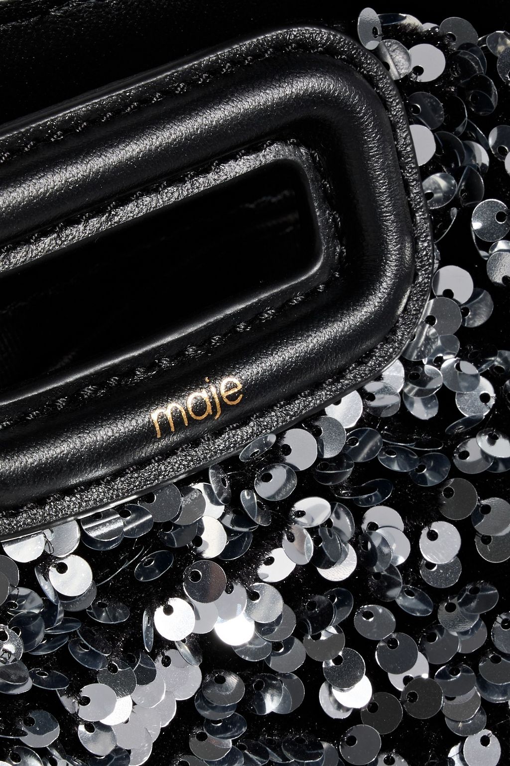 MAJE Fringed sequined velvet shoulder bag
