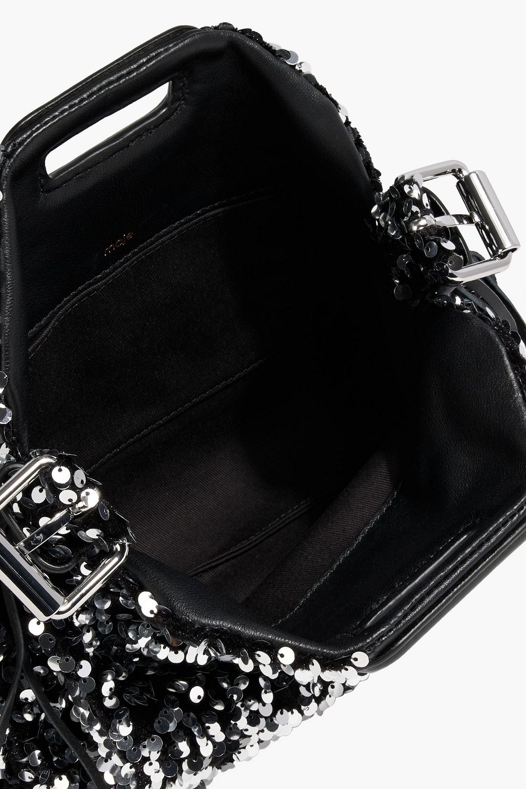 MAJE Fringed sequined velvet shoulder bag