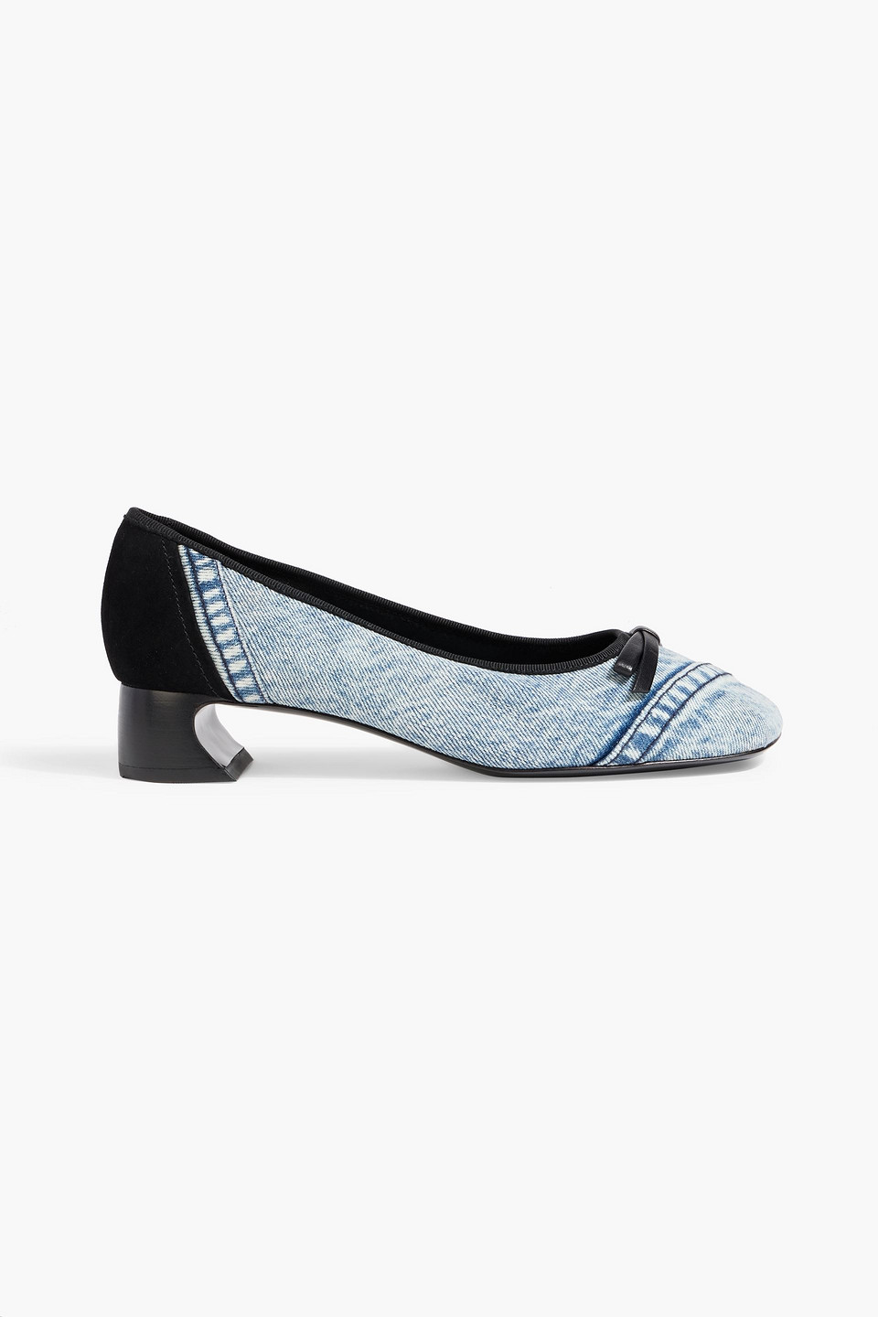 3.1 Phillip Lim Id Soft Bow-detailed Denim And Suede Pumps In Blue