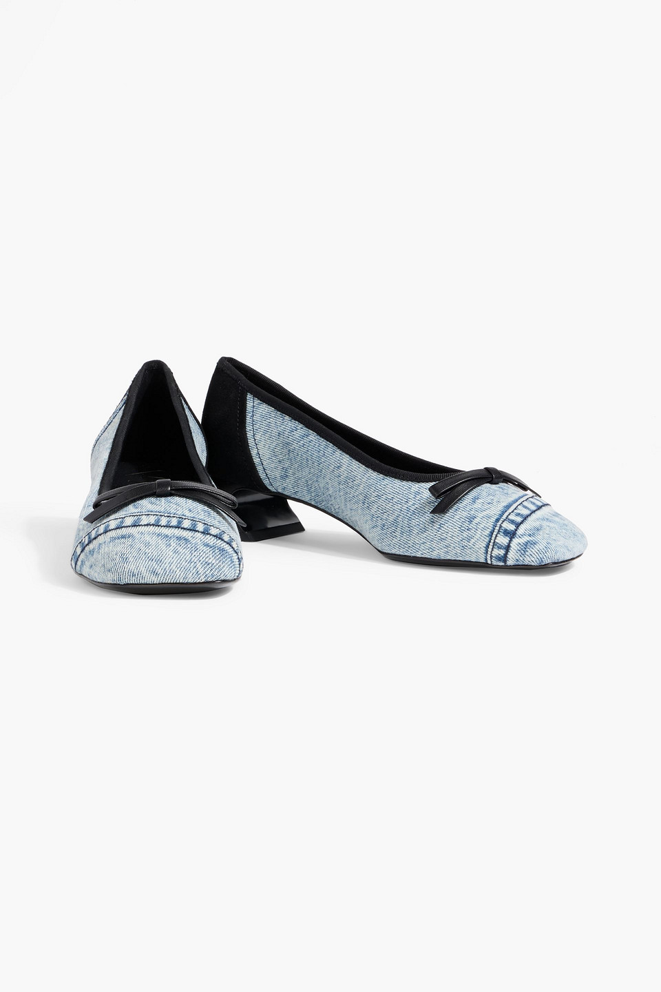 3.1 Phillip Lim Id Soft Bow-detailed Denim And Suede Pumps In Blue