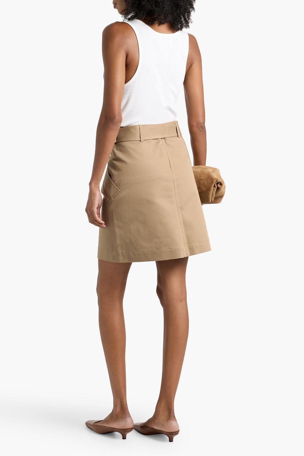 TOTEME Belted cotton-twill mini skirt