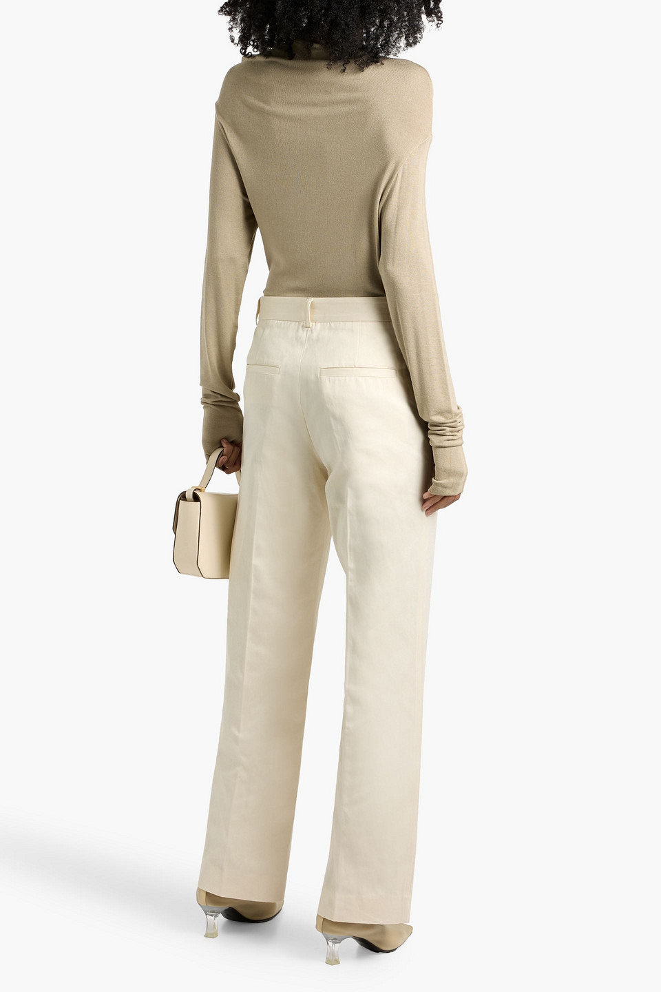Totême Cotton And Linen-blend Twill Straight-leg Pants In White