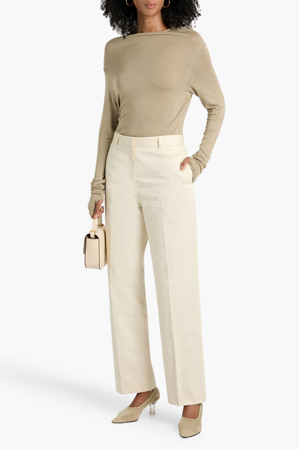 Totême Cotton And Linen-blend Twill Straight-leg Pants In White