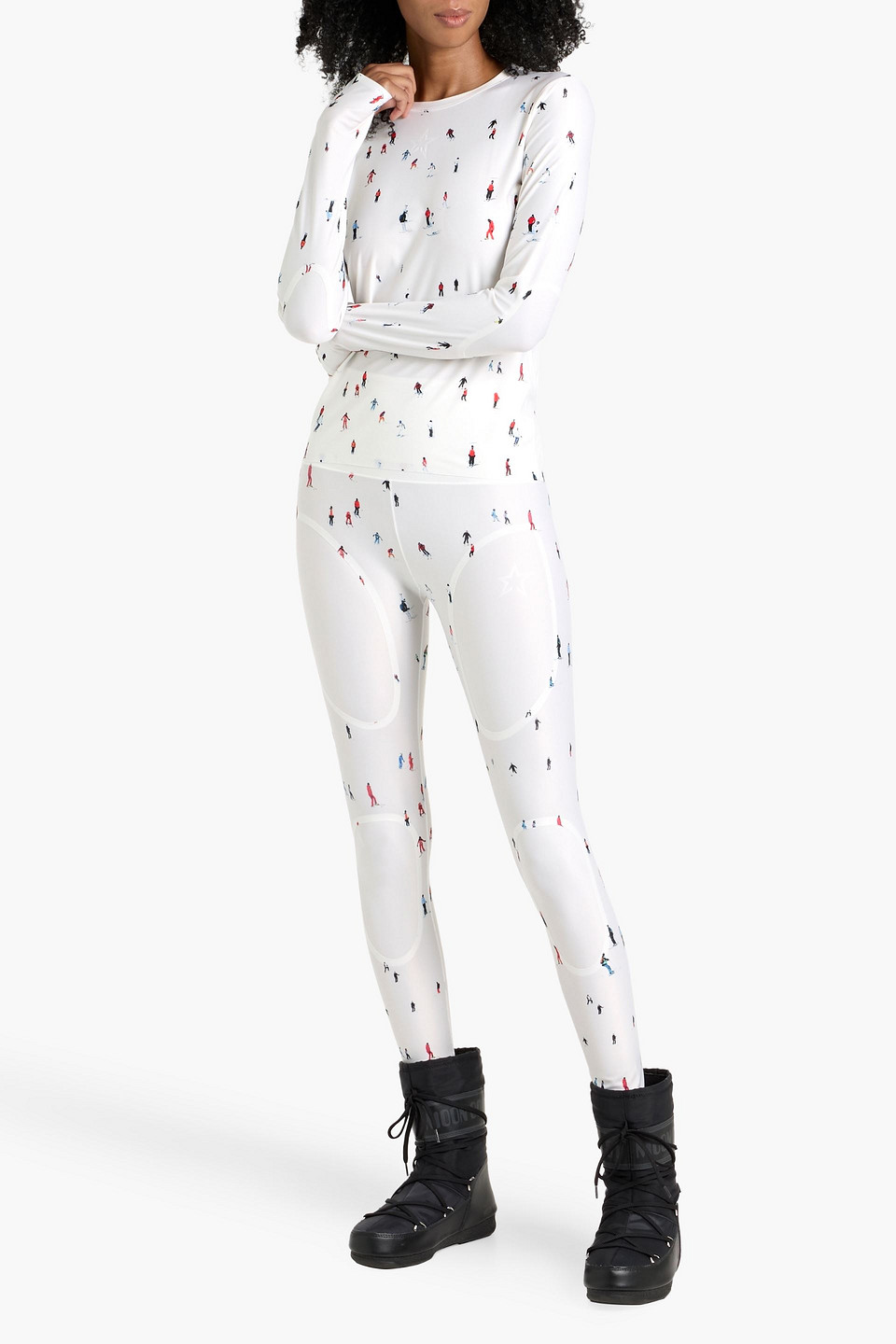 Perfect Moment Printed Stretch-jersey Base Layer In White