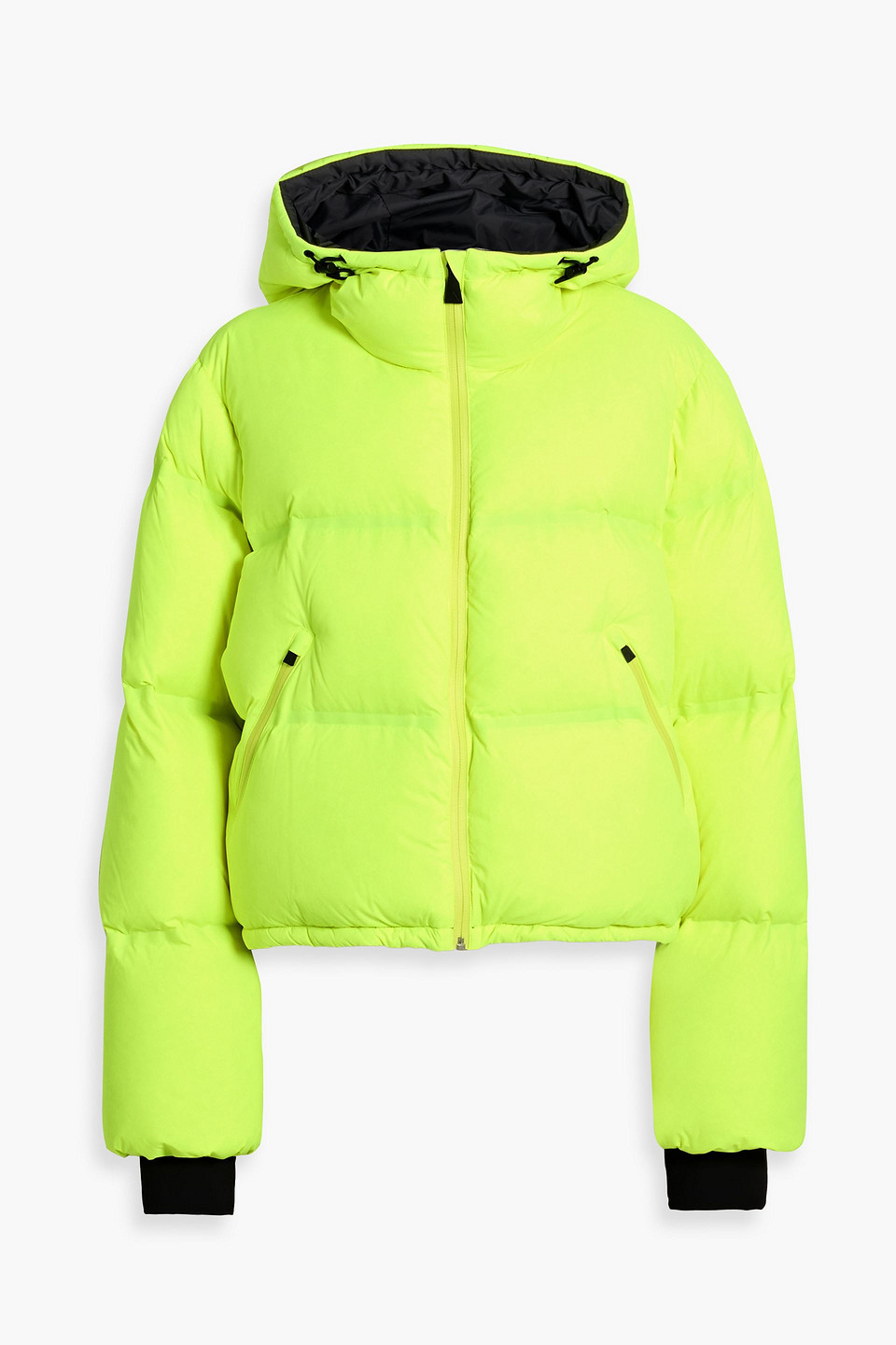 Aztech Mountain Minnie Nuke Cropped Neon Quilted Down Ski Jacket In Yellow