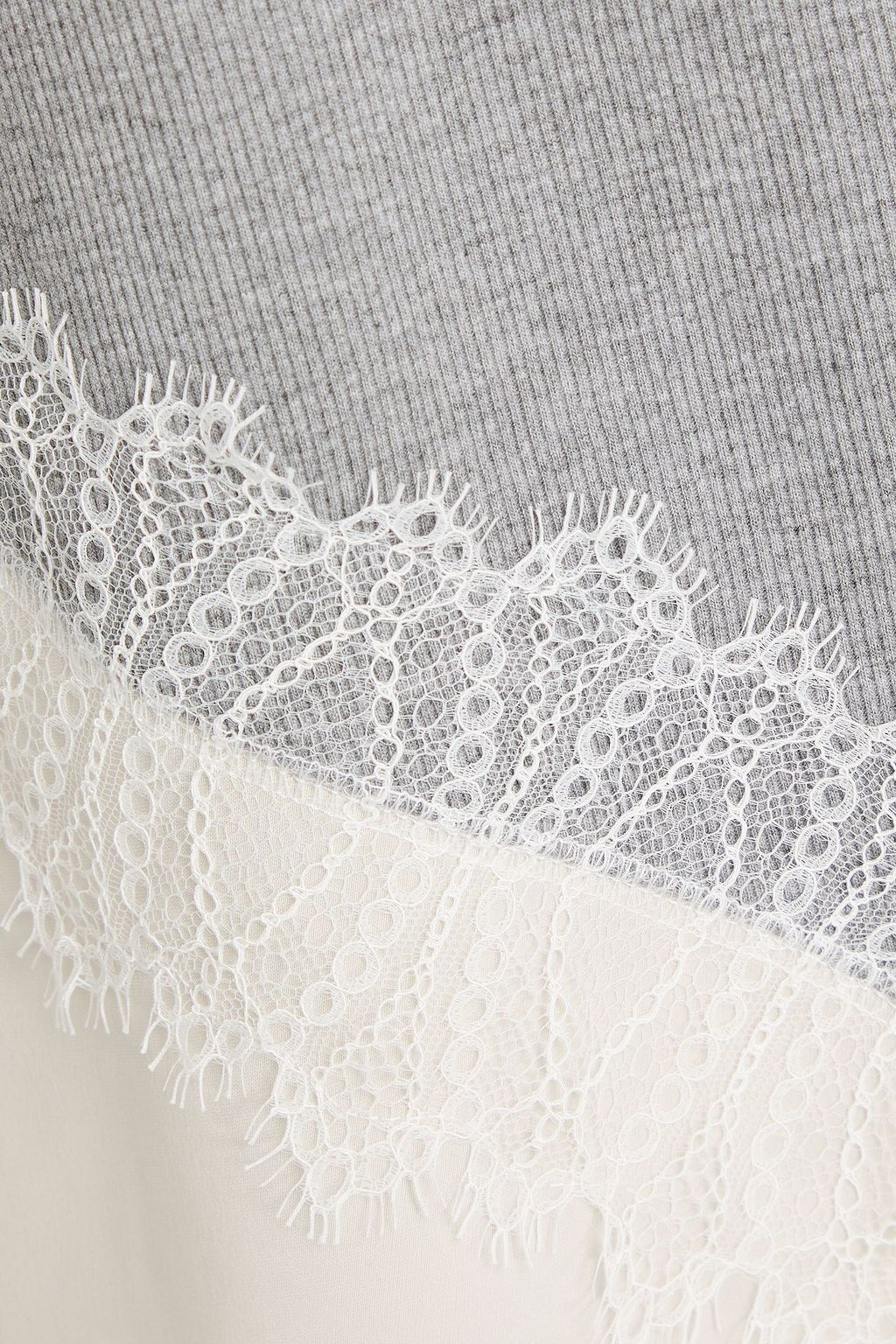 3.1 PHILLIP LIM Lace-trimmed ribbed jersey and satin top