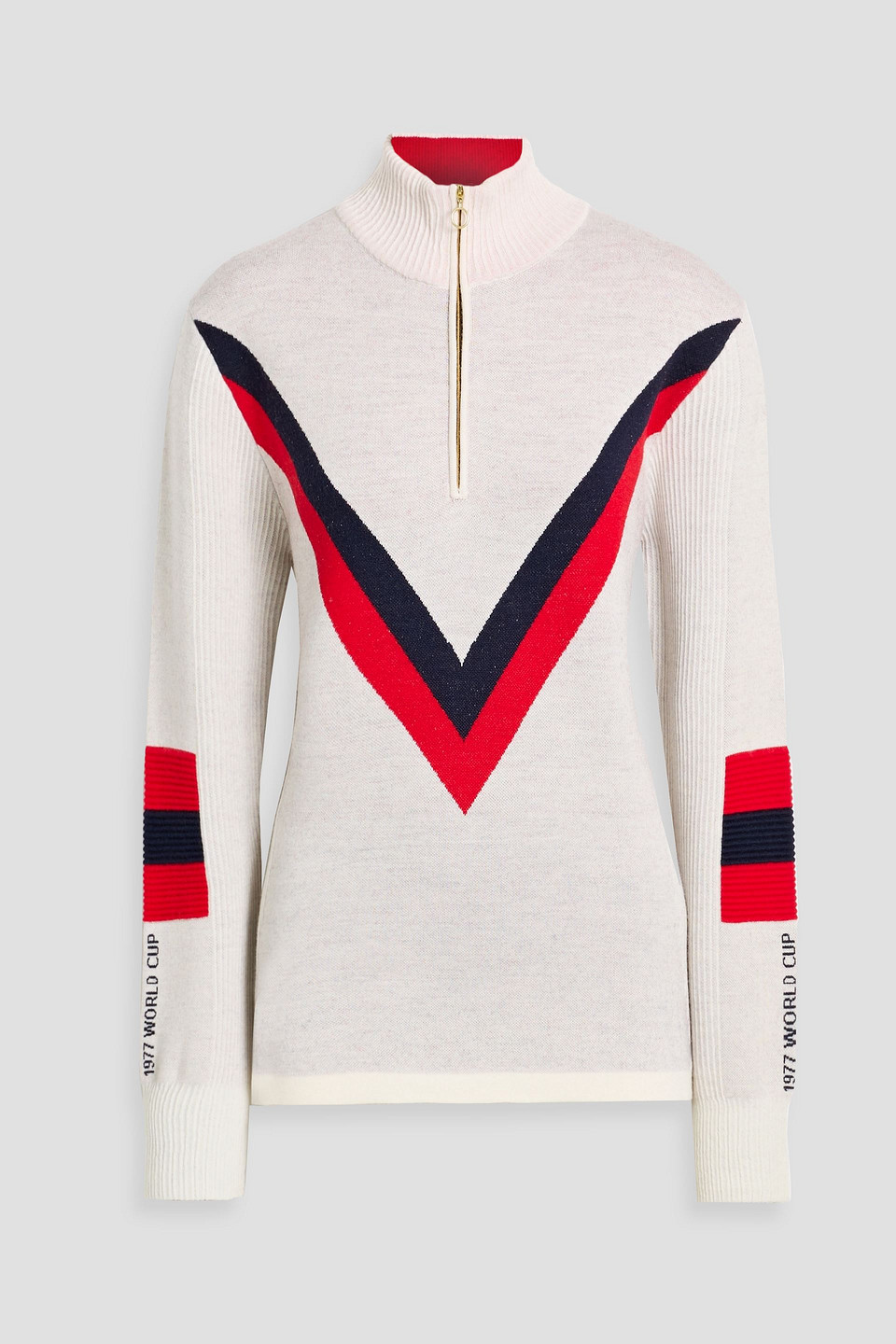 We Norwegians Hafjell Striped Merino Wool Half-zip Sweater In Multi