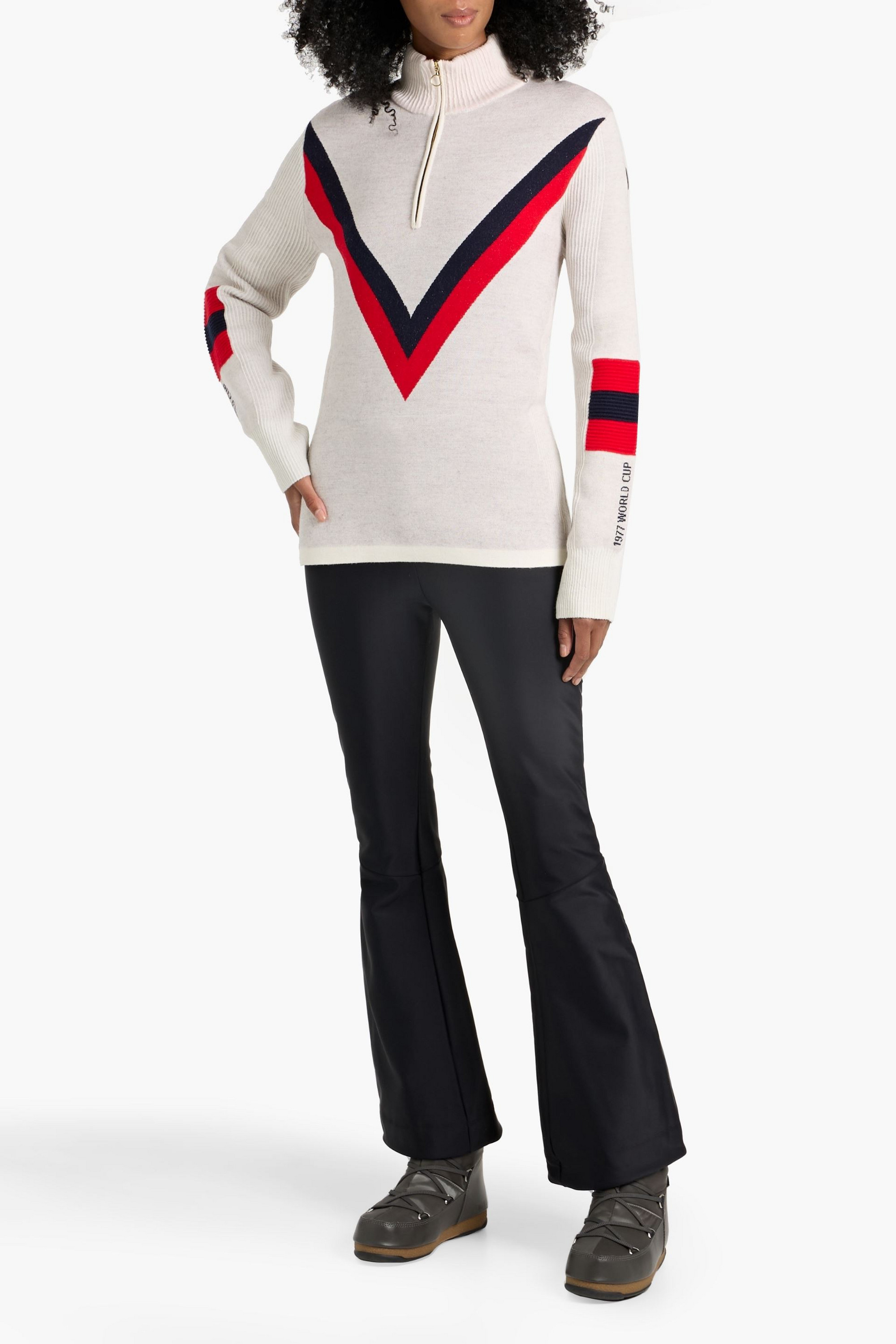 WE NORWEGIANS Hafjell striped merino wool half-zip sweater