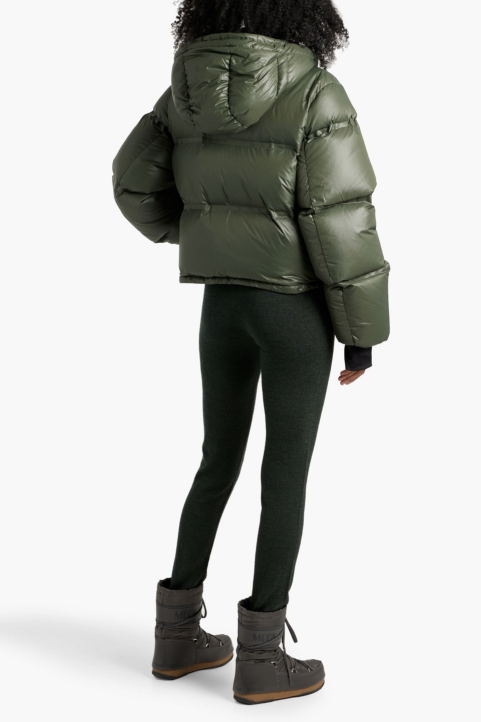 Aztech Mountain Minnie Nuke Cropped Quilted Down Ski Jacket In Green