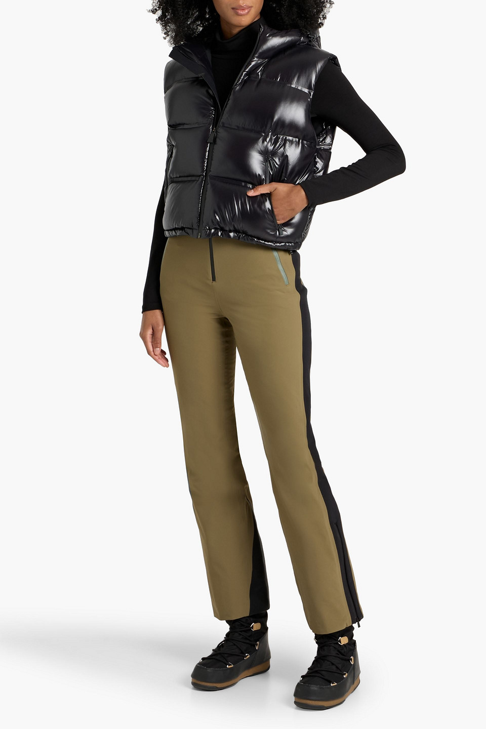 Aztech Mountain Glossed Quilted Down Vest In Black