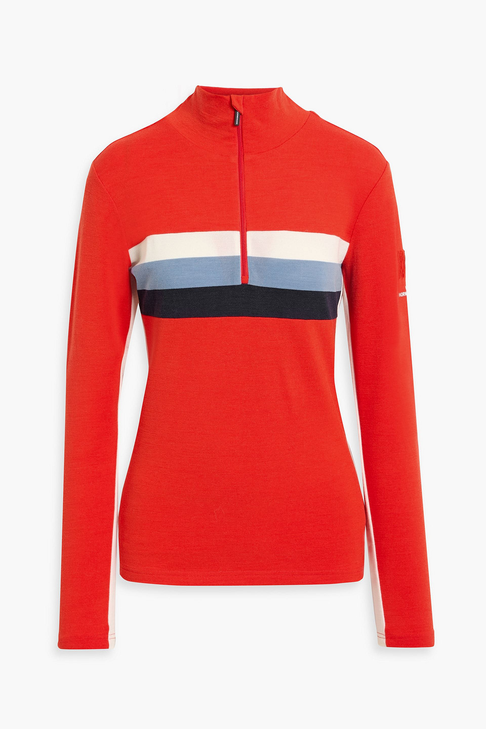We Norwegians Striped Wool-blend Piqué Base Layer In Red