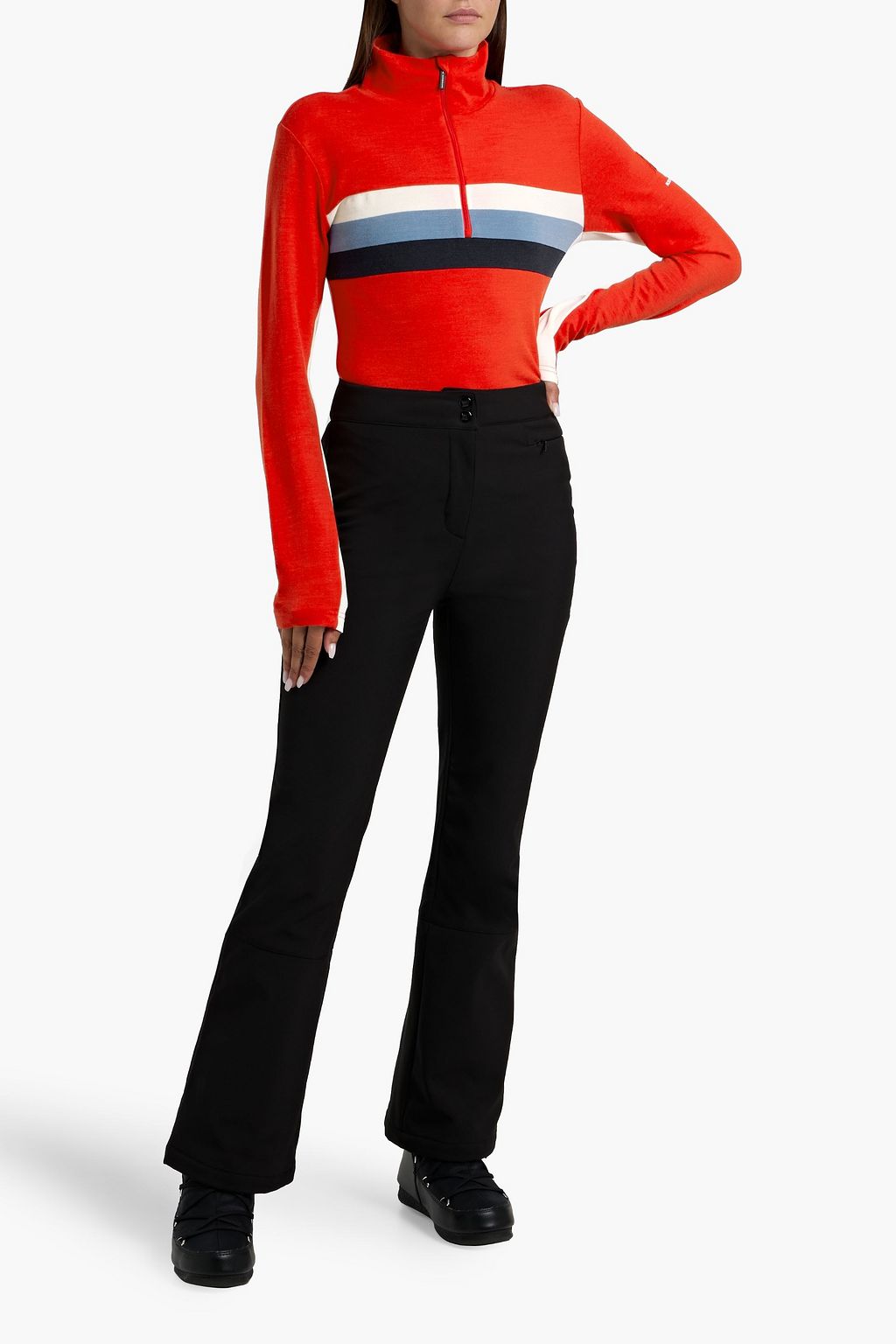 WE NORWEGIANS Striped wool-blend piqué base layer